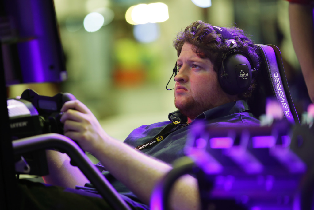 A driver on a virtual simulator
