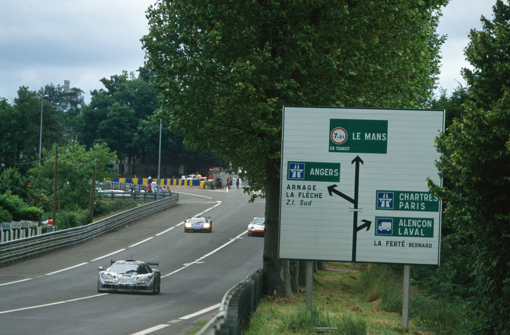 A McLaren on the roads of Le Mans in 1995